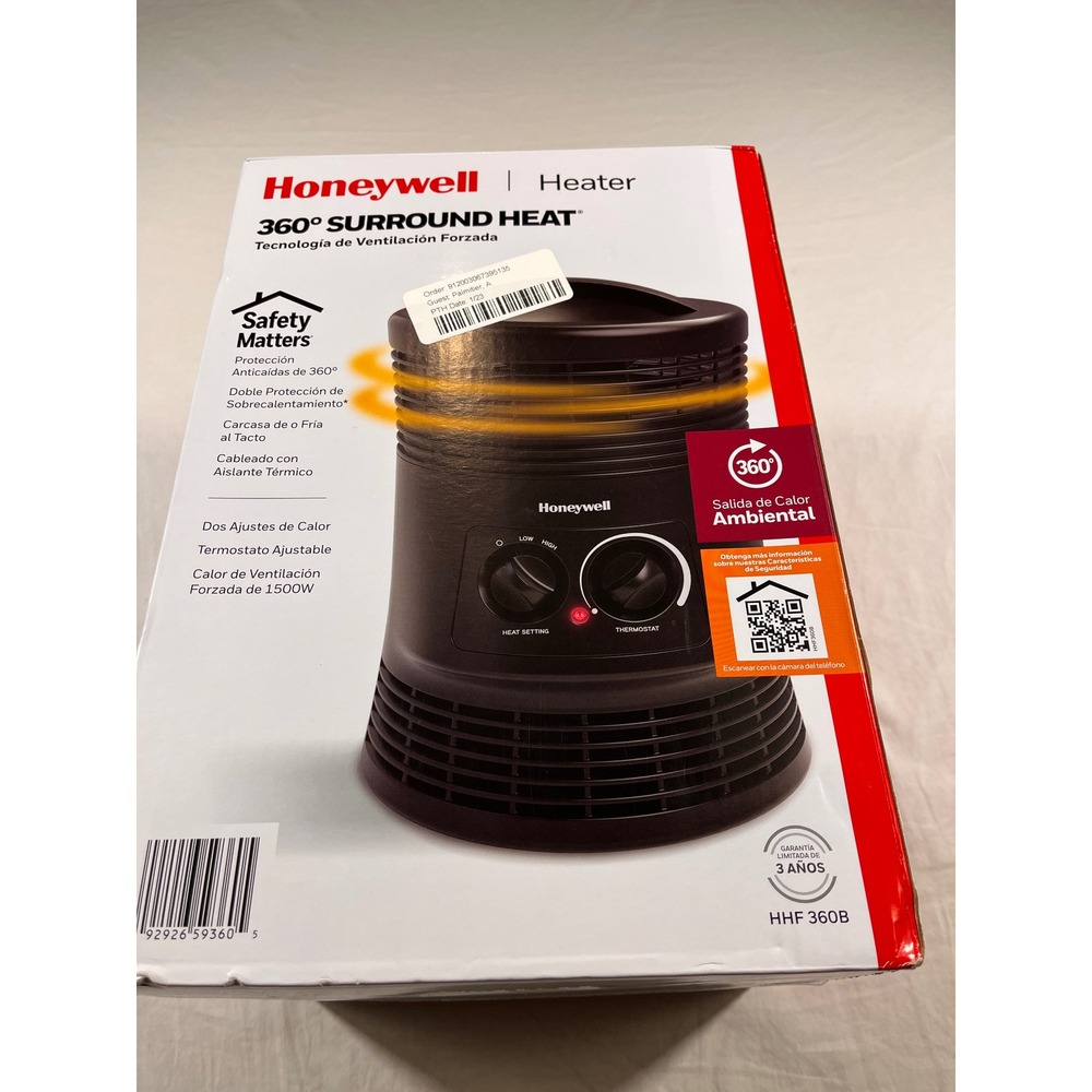 Honeywell Heater 360 Surround Heat Black NEW HHF360BV3 Fan Forced 1500W